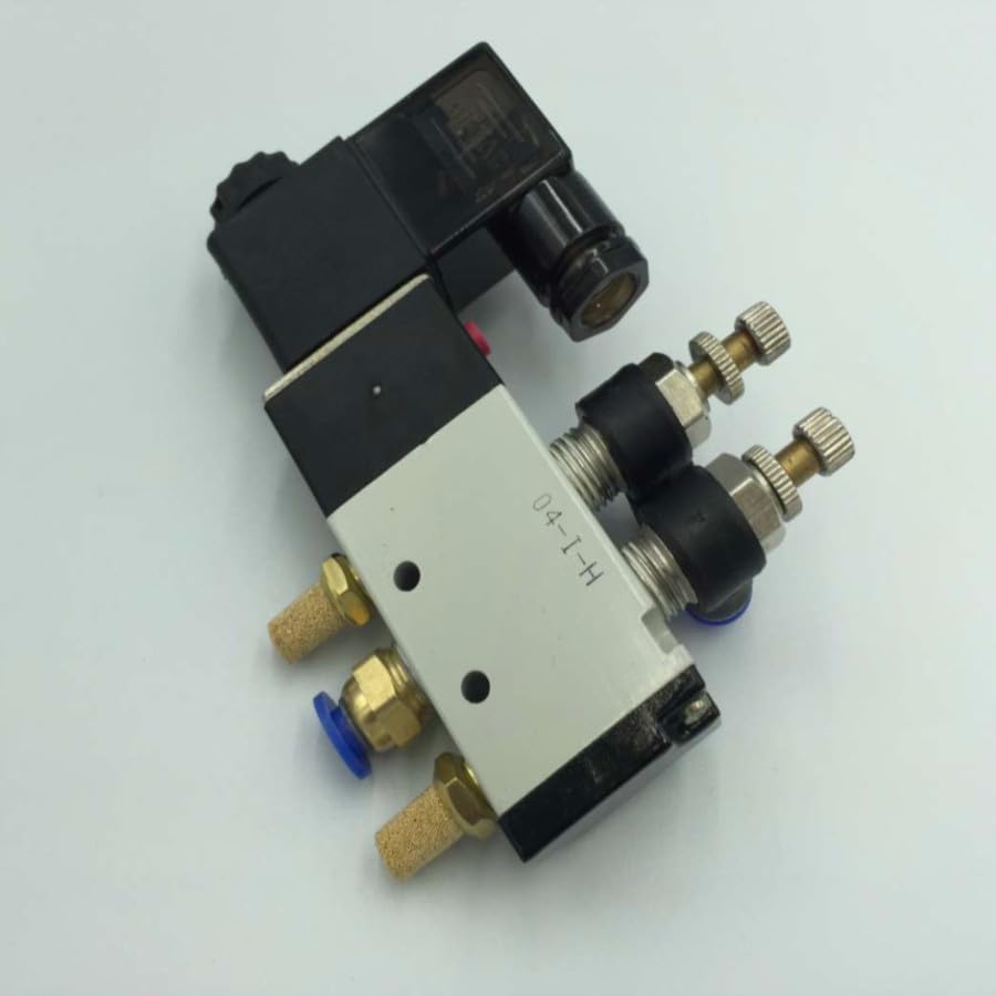 Pneumatyczny zawór elektromagnetyczny, zawór magnetyczny gazu i powietrza 5-drożny, 2 pozycje, 12 V, 24 V, 110 V, 220 V, wąż 8 mm, szybkie połączenie (6 mm, AC24V)