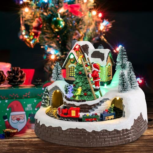 Casas de vila de Natal - Vila de casas de Natal - Estatueta colorida de aldeias de Natal com Papai N