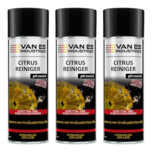 3x Citrus Reiniger Spray 440ml | Etiketten- und Klebstoffentferner | pH-neutral | nicht korrosiv