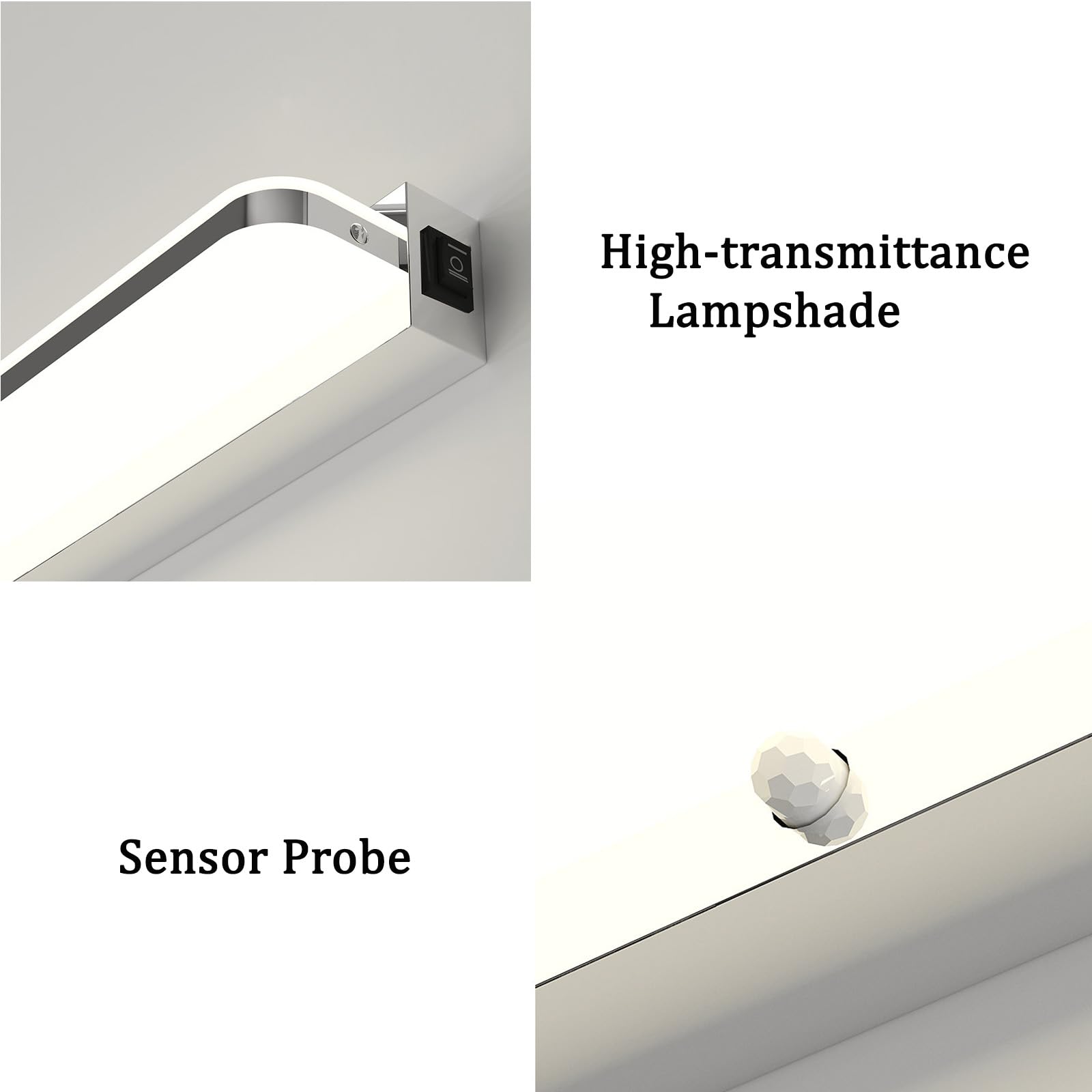 LED Spiegelleuchte Bad Wandleuchten mit Bewegungsmelder Modern Wandbeleuchtung Wasserdicht Wandlampe Bildbeleuchtung für Badzimmer Badschrank Wohnzimmer Schminktisch (Silbernes Neutrales Licht,62cm)