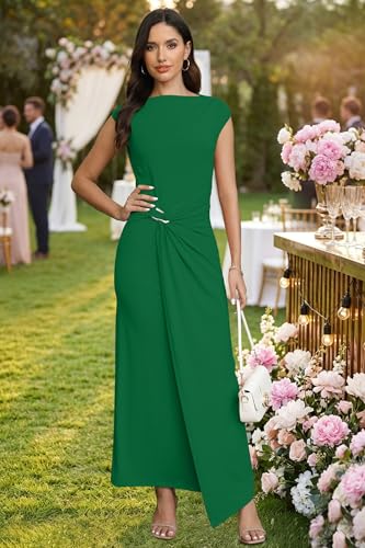 Image of Cocktail Dresses for Women 2026 Summer Formal Bodycon Cap Sleeve Dress Elegant Wedding Guest Party Long Maxi Dress