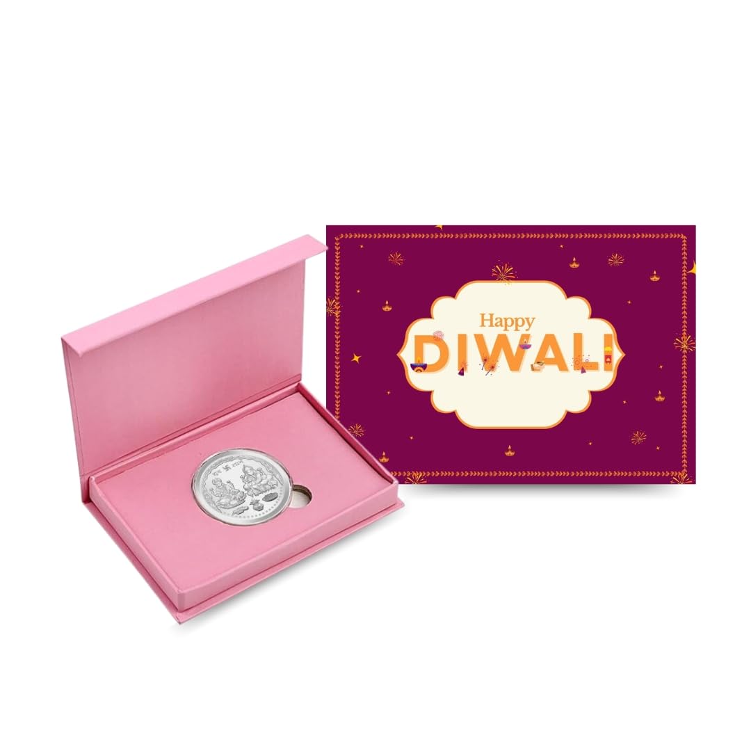 CHOTTEY LAL AND SONS999 Purity Laxmi Ganesh Silver Coin with Unique Packaging for Diwali, Ceremony, Wedding & Festivals (10gm, Pack of 1)