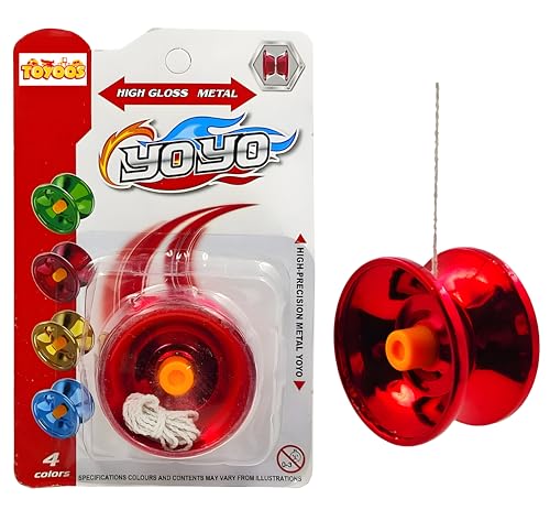 Image of Fine Quality High Gloss High Speed YoYo Spinner Toy for Kids | Metal YoYo for Men | 1M Long String | Diameter 5.5 | Height 3.5 CM | Color As Per Stock (Pack of 1)