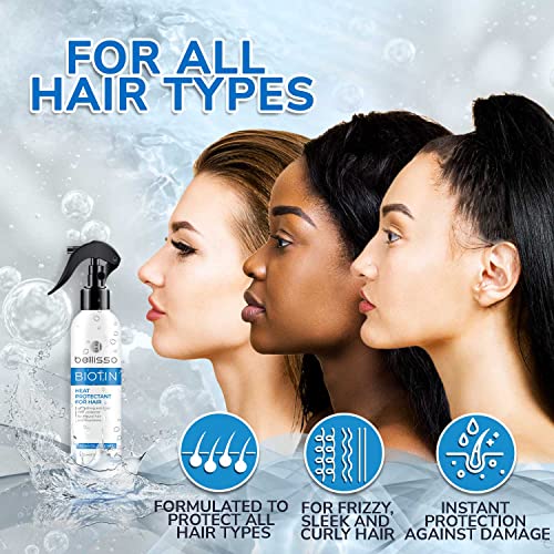 Bellisso Biotin Heat Protectant Spray For Hair With Moroccan Argan Oil - Leave In Deep Conditioner For Dry Damaged Hair - Protection Styling And Treatment Products For Women #TOP6