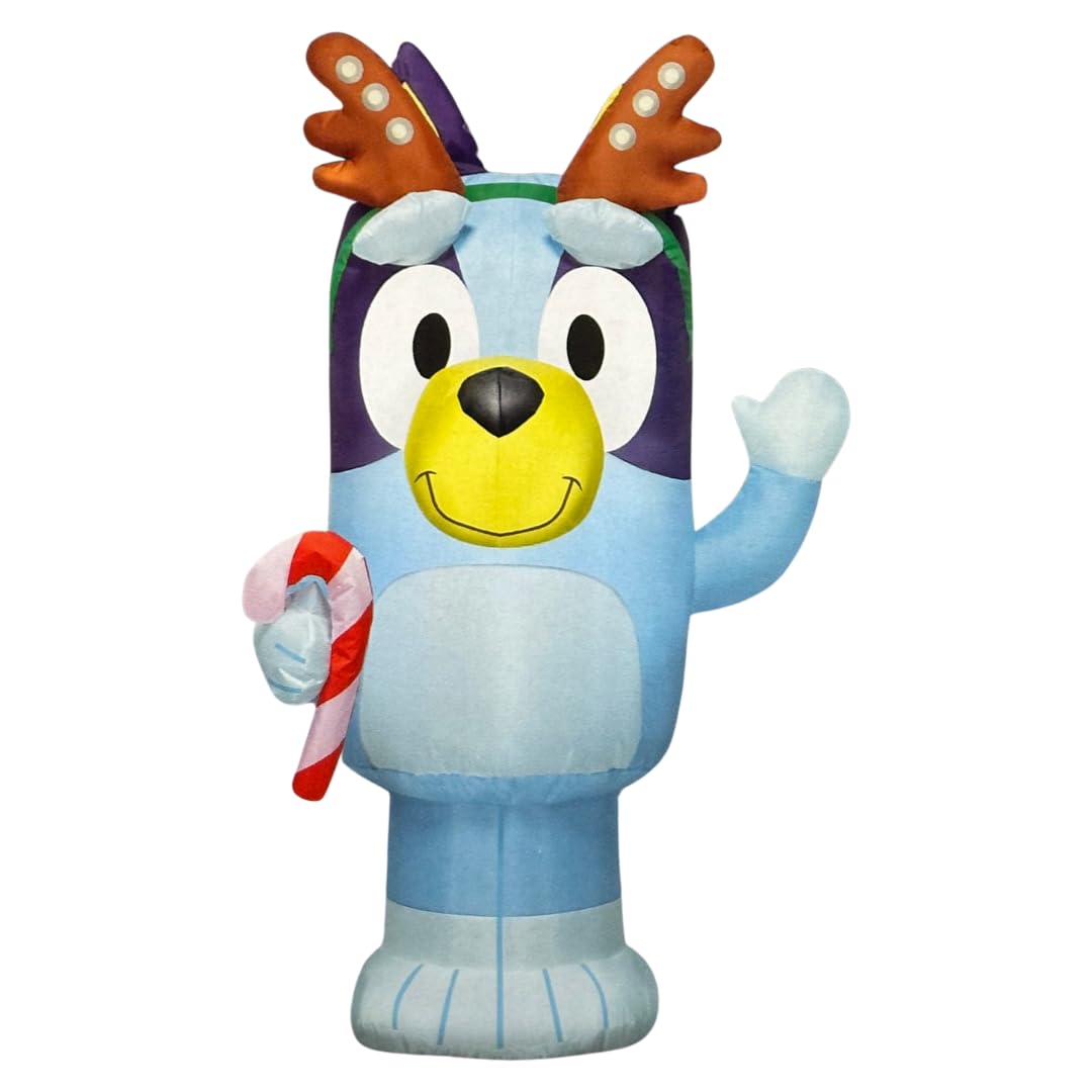 Bluey Christmas Inflatable 3.5 feet Tall - Bluey Inflatable with Candy Cane Christmas Inflatable Outdoor Decoration Lights Up - Airblown Christmas Inflatables by Gemmy
