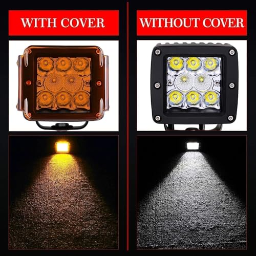 Image of 3 Inch Amber LED Pods Covers 2PCS Square Cube Lights Covers PC Protective Bar Lens 3X3 Pod Covers for Fog Ditch Offroad Driving