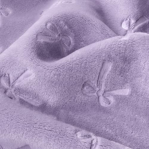 Image of BORITAR Baby Blanket with Bow Design, Fleece Infant Toddler Blankets for Girls Boys, Warm Lightweight Breathable Newborn Receiving Blankets for Crib Stroller(30x40 Inch, Purple)
