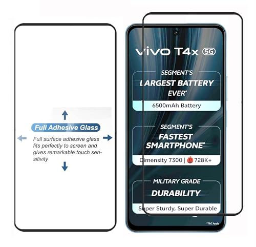 Image of Tempered Glass Screen Protector Compatible For Vivo T4X and Vivo Y39 (6.72 Inch) Black Cellphone With Edge-To-Edge Protector Coverage And Easy Installation Kit