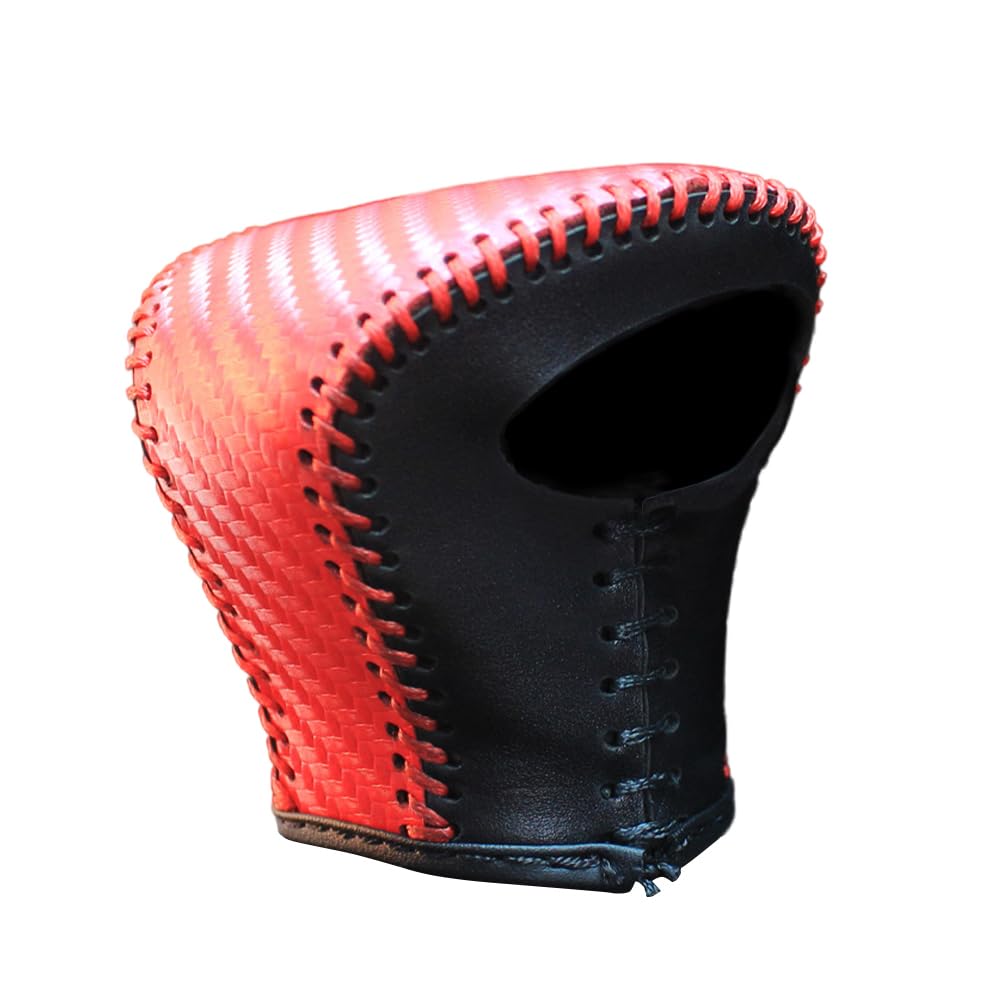 Car Gear Shift Knob Cover PU Leather, Anti-Slip Automatic Knob Gear Stick Protector Cover, Compatible with Lexus ES250 ES350 2019-2023, UX200 2019-2022, UX250h 2019-2023, Carbon Fiber Red