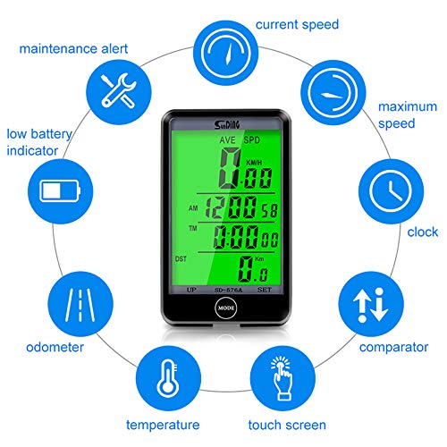 image for Bike Computer Odometers, Waterproof Backlit Cycling Computer Speedomet