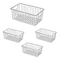 16inch Freezer Wire Storage Organizer Baskets, Household Refrigerator Bin with Built-in Handles for Cabinet, Pantry, Closet, Bedroom