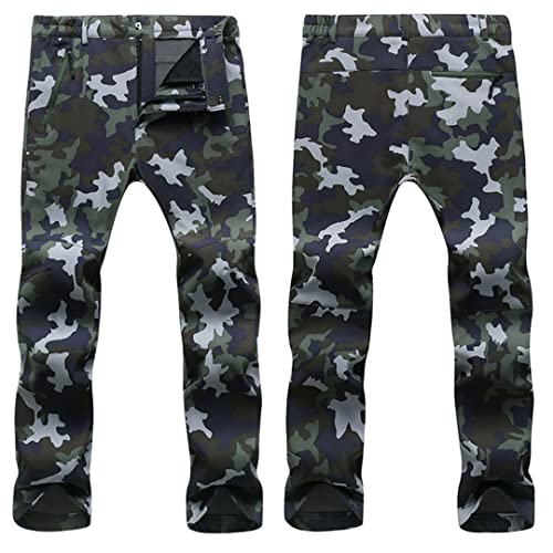 Pantalon de ski imperméable en polaire pour homme et femme Motif camouflage Vert Taille XXL Cover