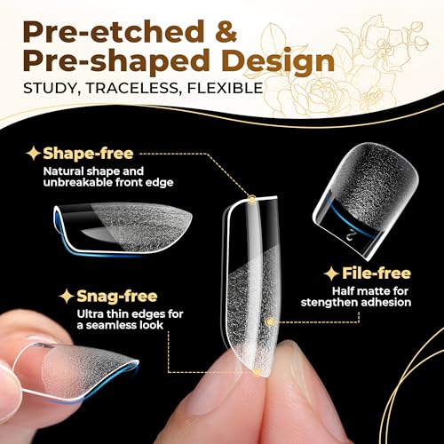 Image of UNA GELLA Extra Short Nail Tips: 504pcs Square Fake Nails Pre-shape XS Short Square Press on Nails Gel Tips Full Cover Acrylic Nails False Nails for DIY Salon 12 Sizes