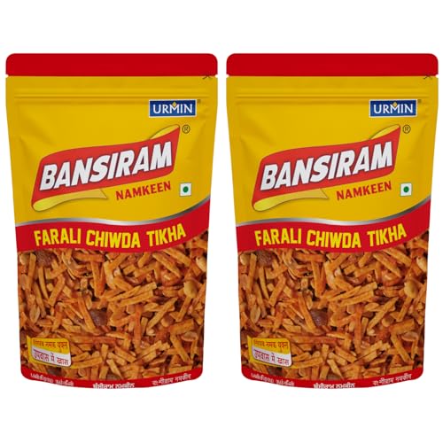 Image of Bansiram Namkeen| Farali Chiwda Tikha| Upvas Snacks| Spicy| Dry fruit Faradi Fasting Chivda| Tea Time Snack| Crispy and Crunchy (Pack of 2 X 350gm) - 700gm