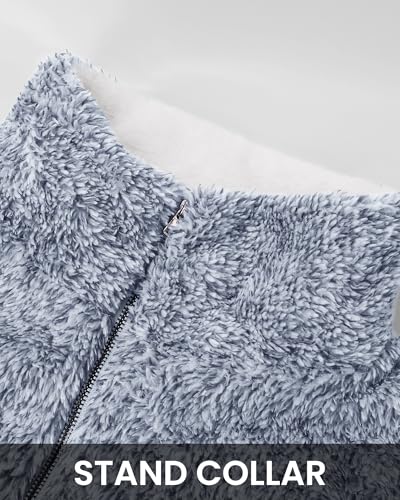 Image of BTFBM Women Sherpa Pullover Quarter Zip Long Sleeve Fluffy Soft Fleece Jackets Sweaters Sweatshirts Hoodies Outwear Coat