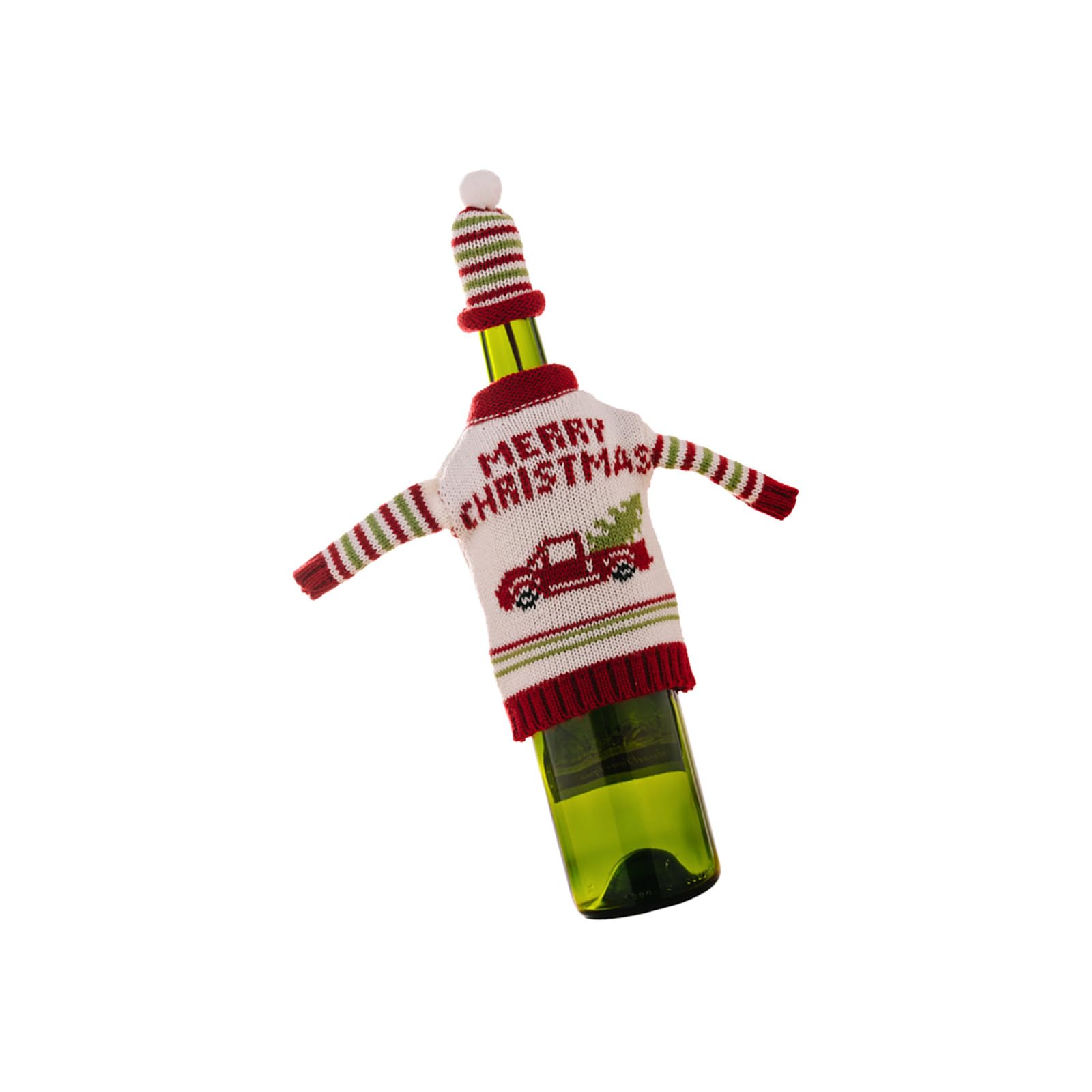 carotoe Festival Knitted Bottle Sweater Snowman Pattern Christmas Decoration Practical Wine Cover for Dining Table Arrangements Snowman Wine Bottle Cover Christmas