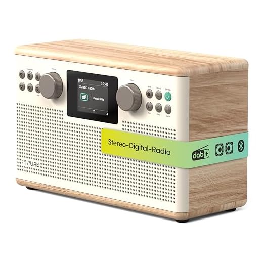 Pure Classic H6 Hi‑Fi Stereoanlage und Musikanlage mit DAB+ UKW Radio Bluetooth 5.3 USB‑A & AUX 2,4" Farb‑TFT Fernbedienung Dual‑Wecker Schlaf‑ & Küchen‑Timer 2×15 W 80 Speicher – Baumwollweiß/Eiche