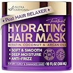 Hydrating Hair Mask – Post Hair Relaxer for Damaged & Dry – Deep Conditioning Keratin Treatment for Curly & Color-Treated – Soft, Smooth, Anti-Frizz & Split Ends Repair with Collagen, Biotin – 10 oz