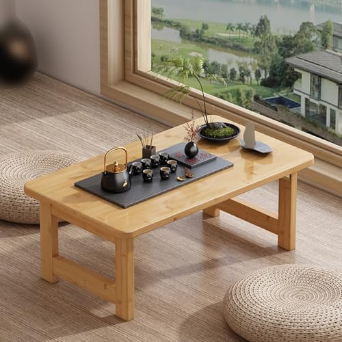 Nanmu - Mesa auxiliar plegable de madera maciza, elegante y versátil, ideal para dormitorios, salas de estar, apartamentos y salas de té, diseño amarillo compacto (80 x 40 x 45 cm)