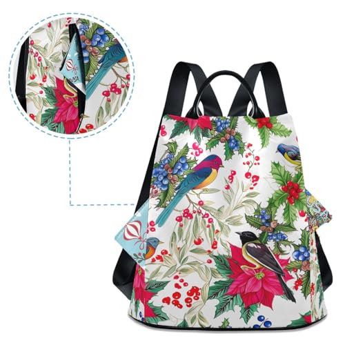 Mochila de viaje espaciosa con diseño de acebo para mujer 4