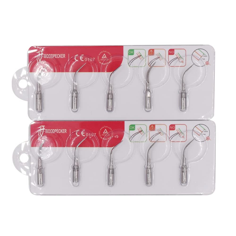 WOOD~PECKER Dental Cleaner Working Tip Ultra~sonic cleaning head (10pcs), Silver