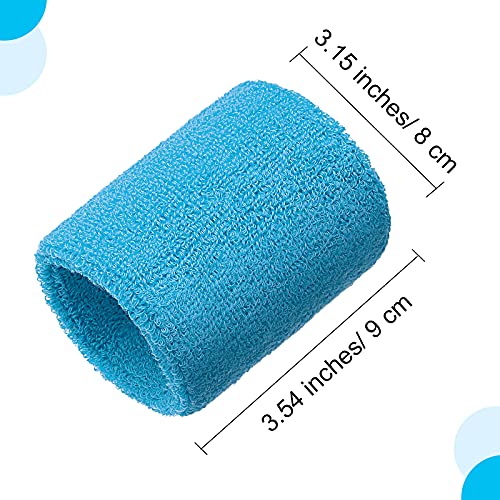 Image of Bememo 12 Pack Wristbands Sweatband for Women Men, Neon Colored Sport Wrist Bands, Tennis Football Basketball Sweatbands, Moisture Wicking Arm Bands for Working Out