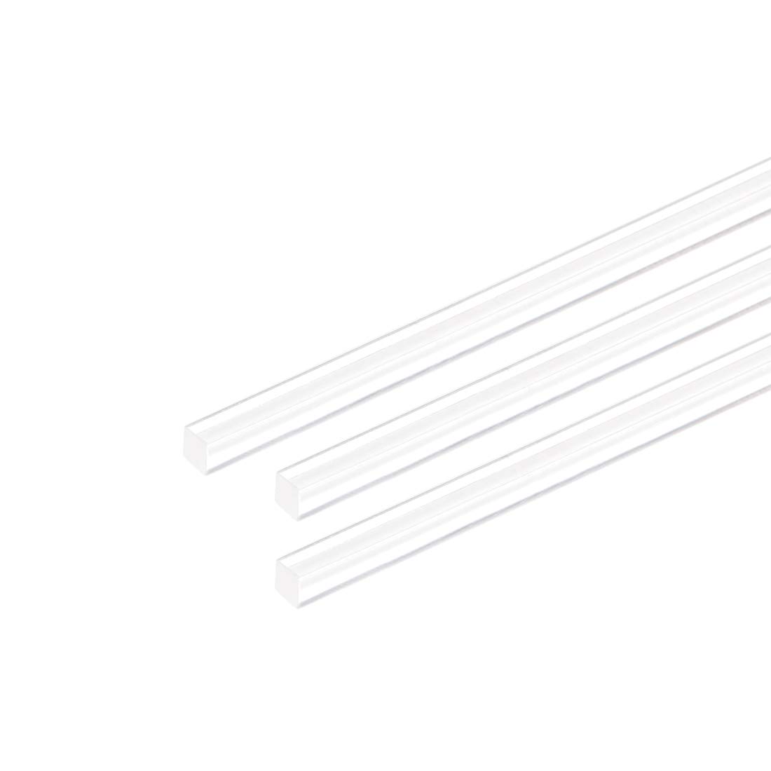 uxcell Acrylic Square Rod,5mmx5mmx20inch Clear Plastic Rod Solid PMMA Bar 3pcs