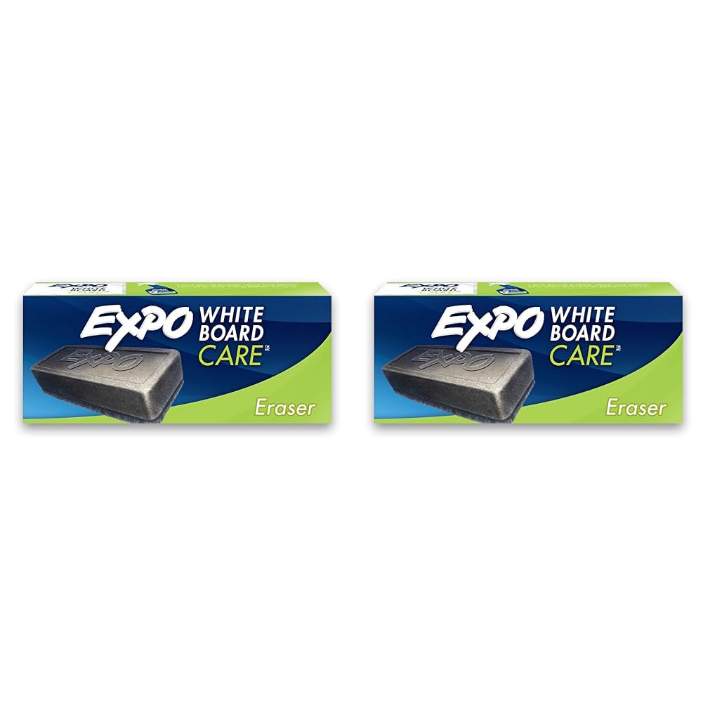 EXPODry Erase, Soft Pile Block Whiteboard Eraser, 5-1/8 in. x 1-1/2 in. (Pack of 2)