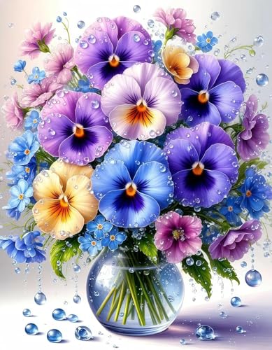 Image of MYBISYMQQ Stamped Cross Stitch Kits - Flower Embroidery Starter Kit for Adult Beginners, Cross Stitch Kits Embroidery Kit Arts and Crafts for Beginners,Crafts for Home Wall Decor 11.8x15.7 inches
