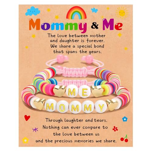 Mother Daughter Bracelets, Mommy and Me Bracelets, Bracelet Gifts for Mom Daughter, Adjustable Charm Bracelets Jewelry Gifts