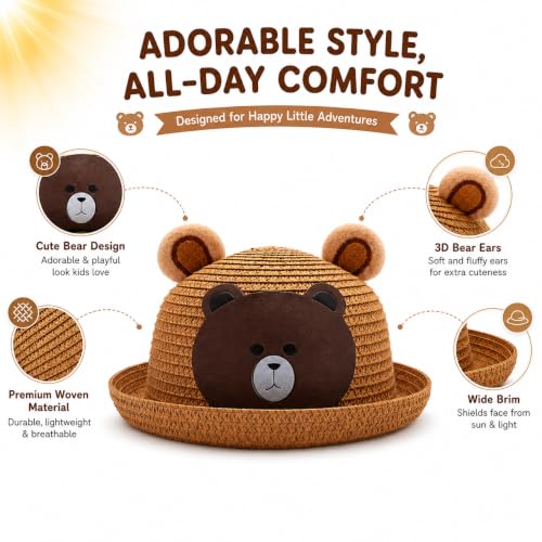 Image of VRITRAZ Baby Boy's and Girl's Kids Children Cute Printed Cartoon Gift Summer Fancy Dress Straw Fasion Hat Cap 1