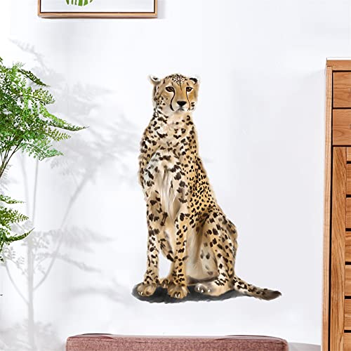 Vinilo decorativo animal leopardo sentando impermeable removible miniatura 1