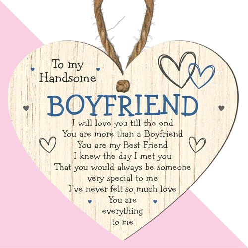 To My Handsome Boyfriend Heart Plaque – Romantic Gift for Boyfriend – MDF Wooden Hanging Sign with Love Quote – Best Friend and Boyfriend Gift for Anniversary, Valentine's Day, or Just Because - Image 6