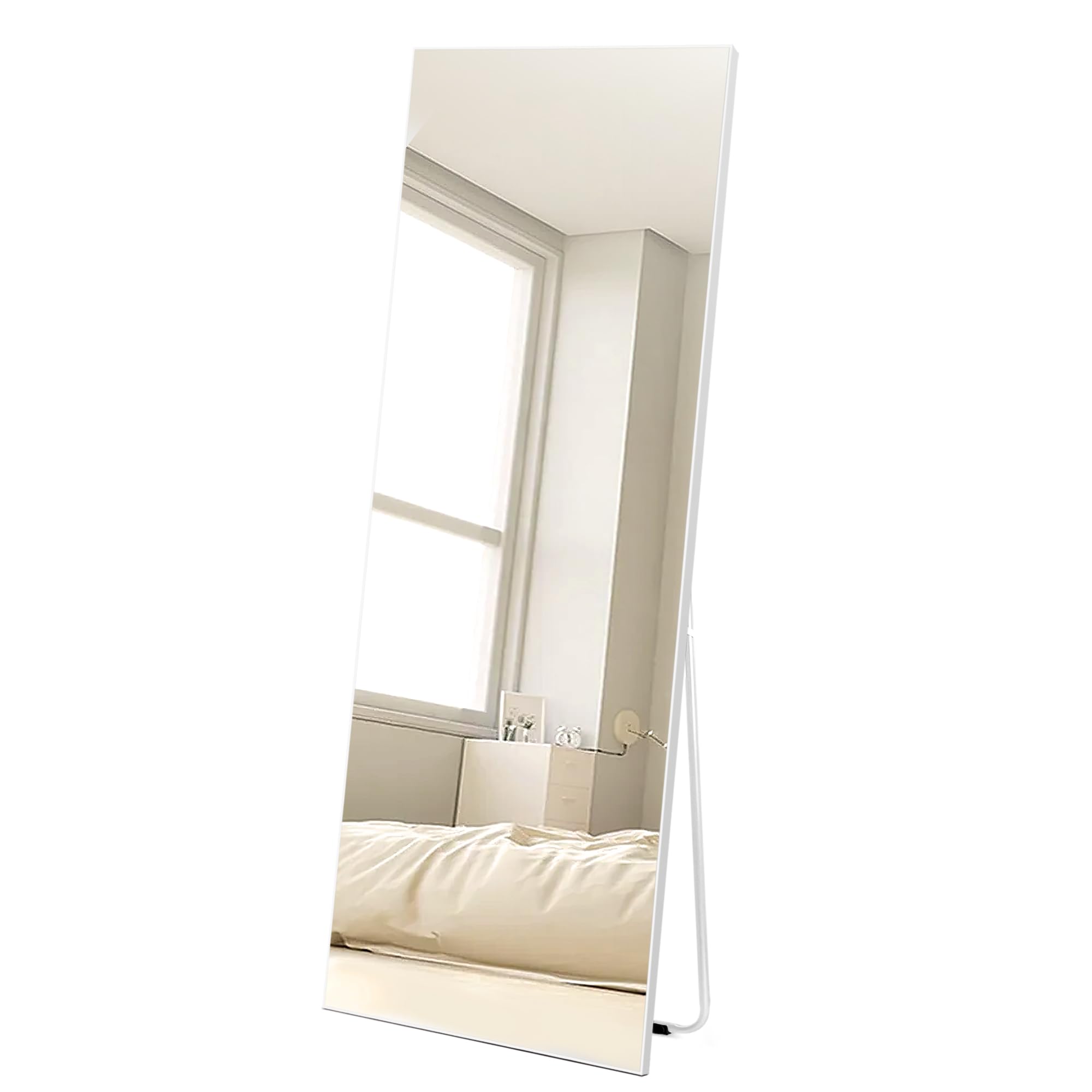RLAVBL Espejo de Pie Cuerpo Entero 165x51cm, Grande Espejo Pared Cuerpo Entero de Blanco, Apto para Baño, Salon,Habitacion y Recibidor.