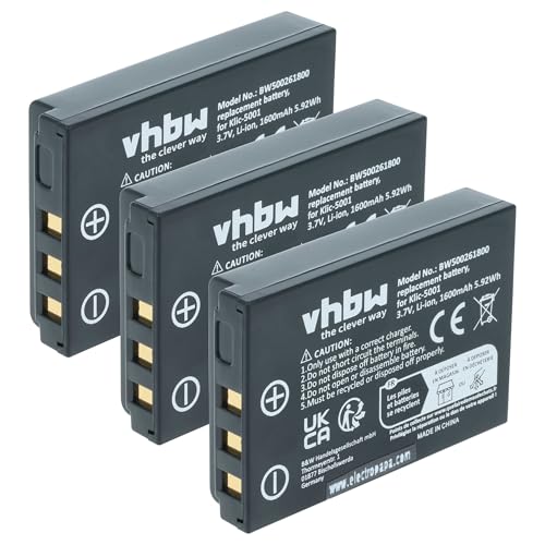 vhbw 3x batteria compatibile con Sanyo Xacti VPC-FH1, HD1000, DMX-HD1000, HD2000, HD1010, TH1, VPC-HD2000A fotocamera (1600mAh, 3,6V, Li-Ion)