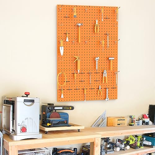 Image of TORACK 3 PCS Metal Pegboard Panels(12x24 inch) for Wall Garage Tools Storage Pegboard for Workbench, Modular Peg Board Tool Organizer Board Kit(Pack of 3, Orange)
