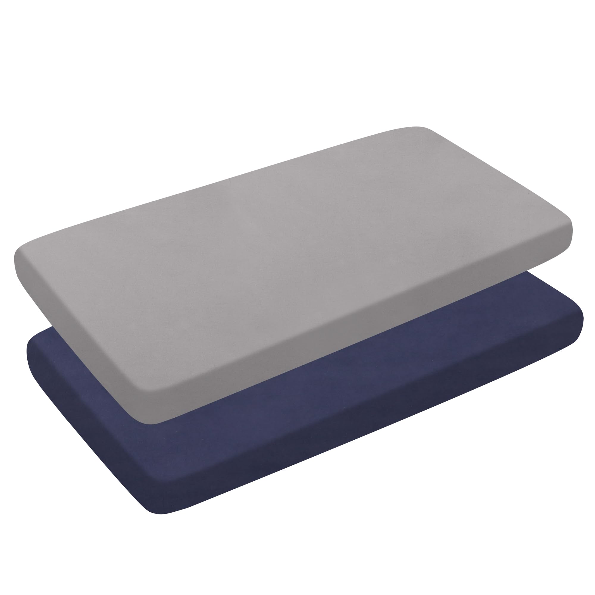 Billion Xin Navy Blue+Grey 2 X Cot Bed Sheets Cot Sheets 120X60 Fitted Polyester Soft Bed Sheets Hypoallergenic Fully Elasticated Skirt Breathable Easy Care