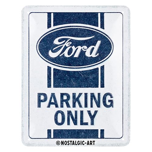 Nostalgic-Art Retro Blechschild, 15 x 20 cm, Ford – Parking Only – Geschenk-Idee für Ford-Zubehör Fans, Original Lizenzprodukt (OLP), aus Metall, Vintage Design, Blechschilder Sprüche
