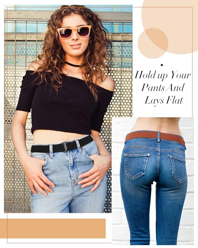 Image of SATINIOR 2 /3 /4 Pack Women Elastic Stretch Belt Invisible Sweater Shirt Tuck Band with Flat Buckle for Jeans Pants