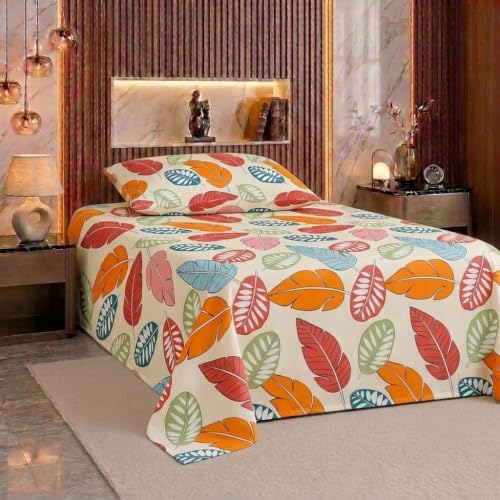 Image of IVAZA Turkish Cotton 280 TC Super Soft Warm Bedsheet Set for Single Size Bed, Durable bedsheet with 1 Pillow Cover Apricot