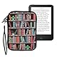 kwmobile Tasche für eReader - Neopren Hülle Schutzhülle Bücherregal mit Pflanzen Blau Grün Pink - 17 x 12 x 2 cm Innenmaße