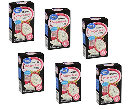 Great Value Sugar Free, Low Calorie ENERGY Dragon Fruit Drink Mix (Pack of 6) Great Value Sugar Free, Low Calorie ENERGY Dragon Fruit Drink Mix (Pack of 6)