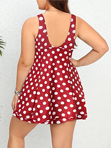 ECUPPER Women One Piece Swimsuit Tummy Control Plus Size Swimdress V Neck Vintage Bathing Suits Skirt Swimwear4