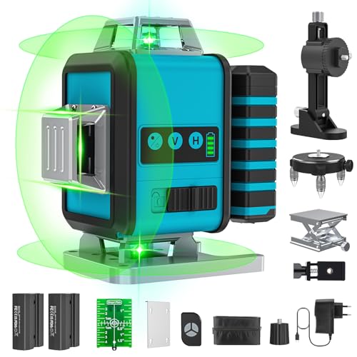 Livella Laser Autolivellante 4 X 360 °16 Linee, Livello Laser Autolivellante Verde, 2 x Batterie,...