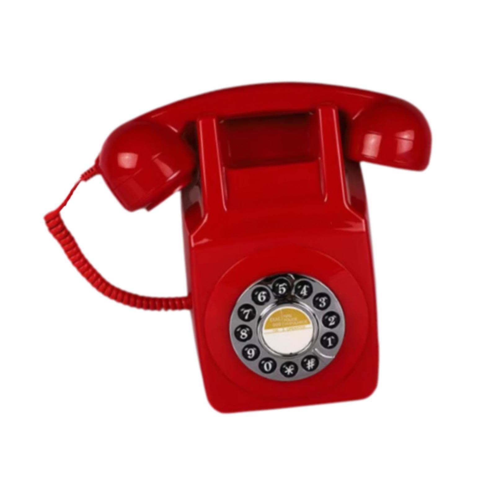 Telefono fisso vecchio stile, vintage, con,Rosso,22x14.5x9 cm