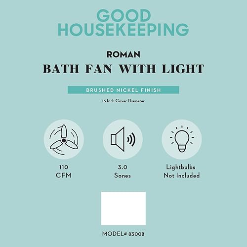 Miniatura 3 de HUNTER 83008 Sona - Ventilador de escape decorativo para baño con luz y luz nocturna, níquel cepillado