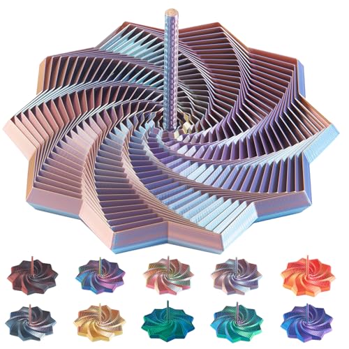Image of 3D Printed Expanded Sensory Fidget Star, Custom Dual /Tri /Quad-Color Printing,Dual Motion Hypnotic Spiral for ADHD Focus & Stress Relief,Office Desktop Fidget Toy (FourColor-2, L-25 Rings)