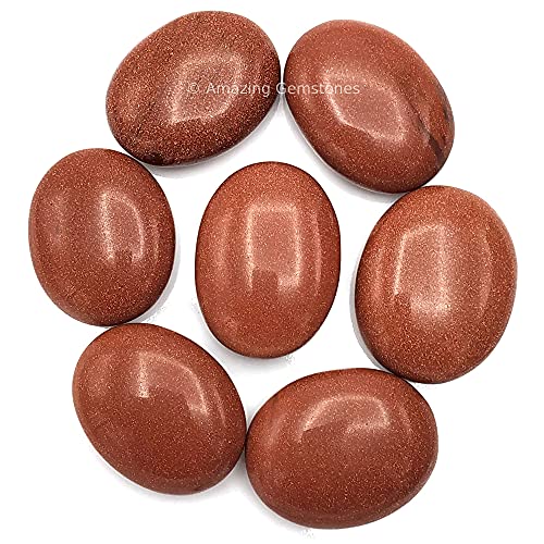 Image of Amazing Gemstone Red Goldstone Crystals and Healing Stones - Large Palm Stone Crystals Piedra - Crystal for Good Luck, Balanced Positive Energy, Meditation - Unique Stocking Stuffers Gifts for Women