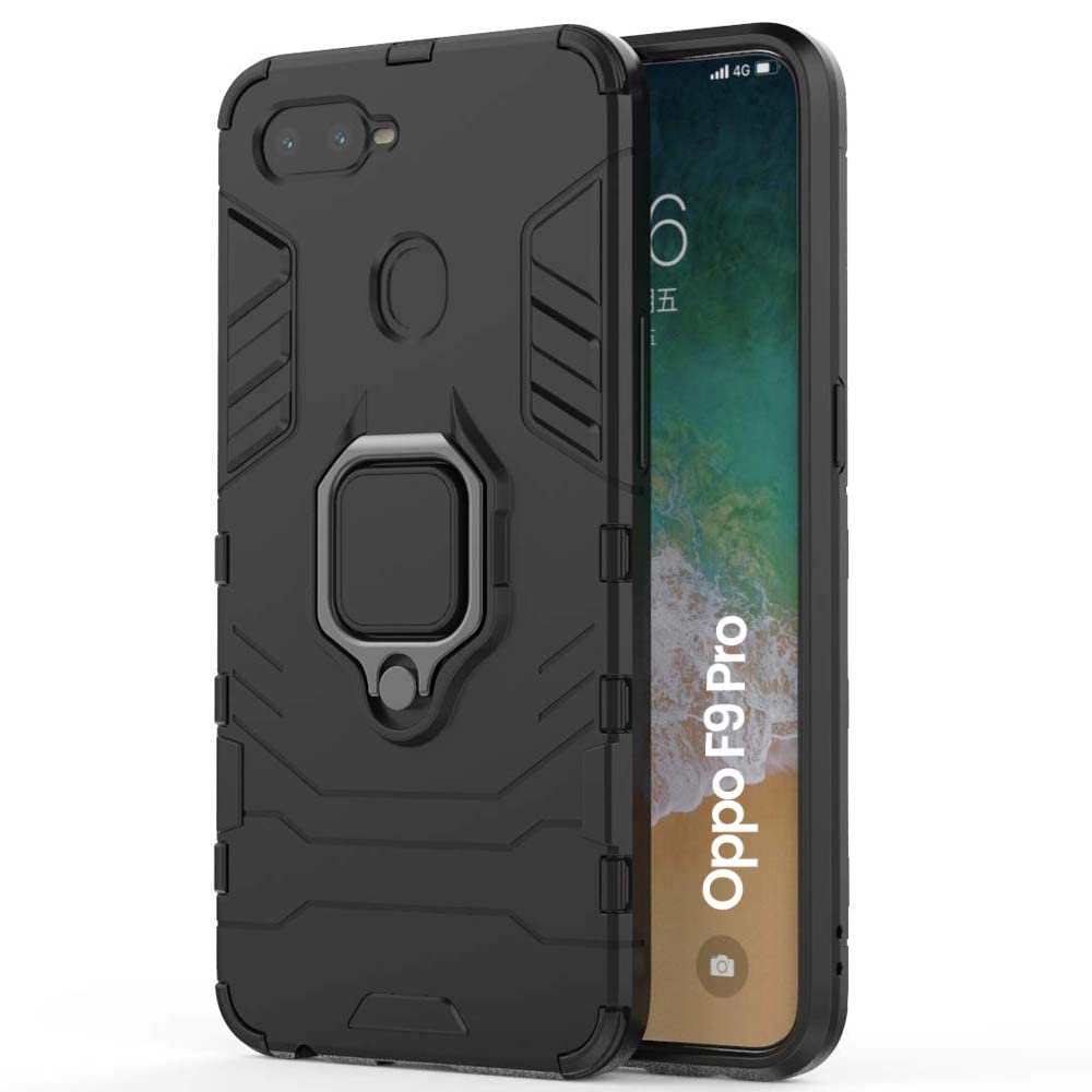 WOW IMAGINE Shock Proof Back Case Mobile Cover for Oppo F9 Pro | Realme U1 (Armor | Hybrid PC + TPU | Full Protection with Ring Holder Kickstand | Carbon Black) (B0972JFJQK) Amazon Price History, Amazon Price Tracker
