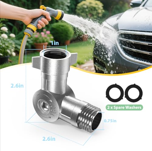 Image of Adjustable 180&360Metal Swivel Hose Connector 3 /4 inch Garden Faucet Adapter | Brass Metal Construction, Anti-kink Hose Design, for RV, Yard, Outdoor Garden